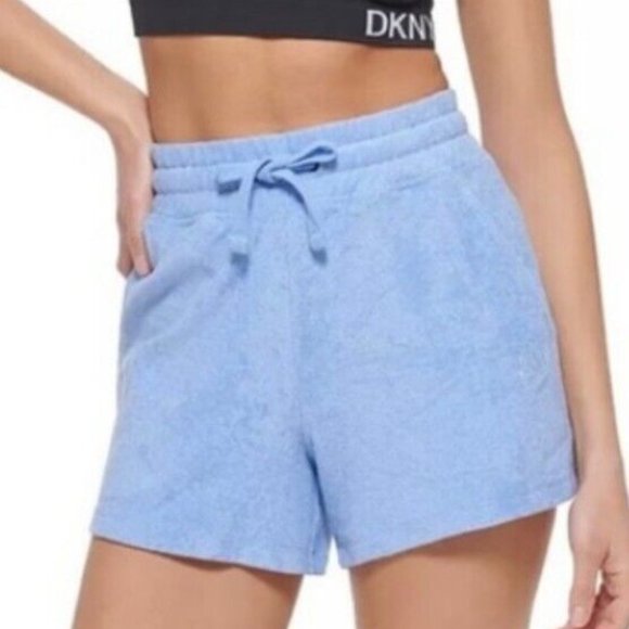 DKNY Women's Terry Cloth Relaxed Shorts Hydrangea Purple XL - Picture 1 of 5